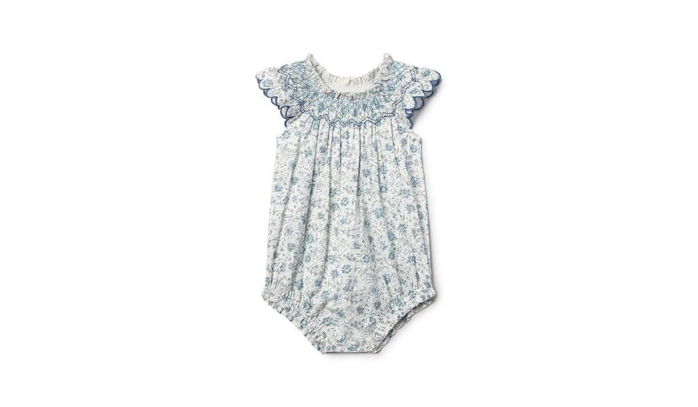 Baybala Baby Girls Daisy Bubble in Blue Floral One Pieces