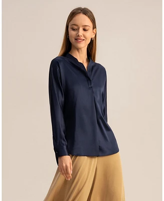 Lilysilk Women's Loungeful Split Neck Silk Shirt