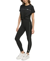 Dkny Sport Women's High-Waist Rhinestone-Stripe Logo Leggings