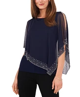 Msk Petite Rhinestone Cape-Overlay Top