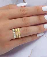 3-Pc. Set Cubic Zirconia Round & Baguette Polished Stack Rings