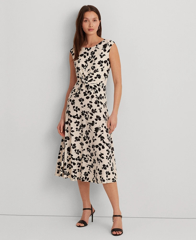 Lauren Ralph Lauren Women's Floral Belted Bubble Crepe Dress