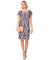 Adrianna Papell Women's Embellished Short-Sleeve Dress