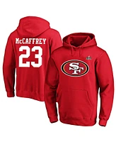 Men's Fanatics Christian McCaffrey Scarlet San Francisco 49ers Super Bowl Lviii Big and Tall Player Name Number Fleece Pullover Hoodie