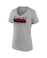 Women's Fanatics Heather Gray San Francisco 49ers Super Bowl Lviii Roster V-Neck T-shirt