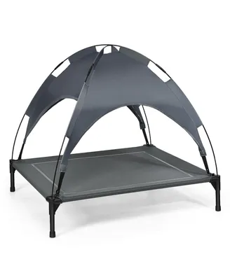 Sugift Portable Elevated Outdoor Pet Bed with Removable Canopy Shade