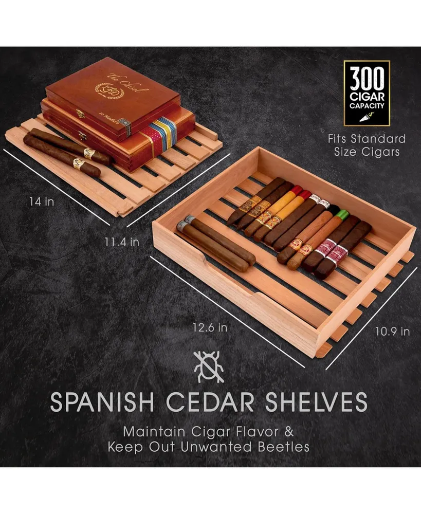 Schmecke 300 Cigar Humidor, Cigar Humidifier & Cigar Box W/Hygrometer