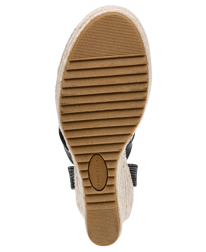 Anne Klein Women's Wonder Elastic Strap Wedge Sandals