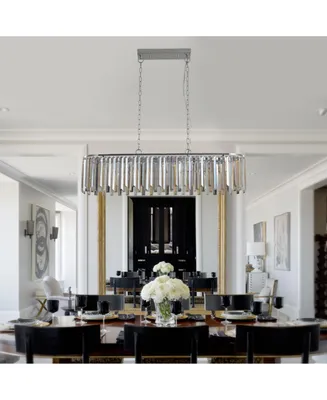 Simplie Fun Modern Oval Crystal Ceiling Chandelier Luxury Home Decor Light Fixture
