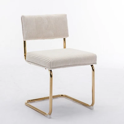 Simplie Fun Corduroy Dining Chairs, Gold Base, Set of 2