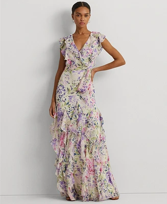 Lauren Ralph Lauren Women's Ruffled Floral A-Line Dress