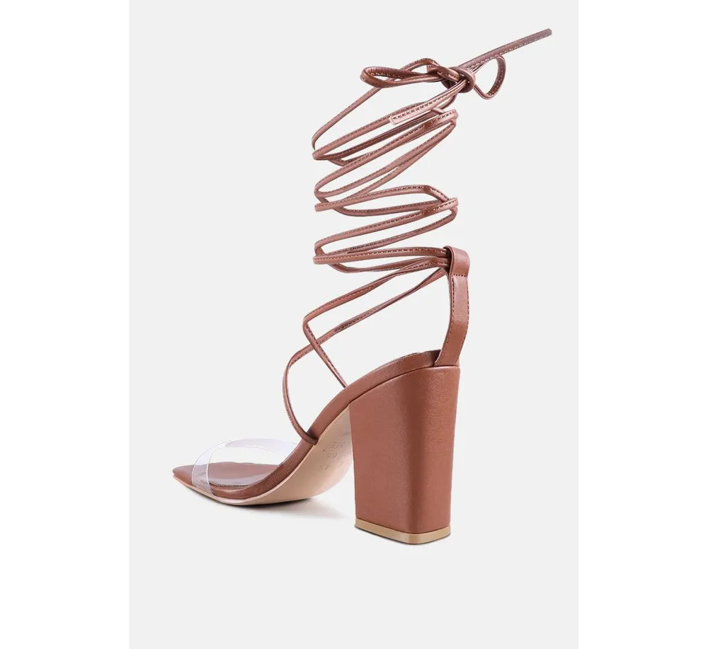 London Rag high cult strappy tie-up block heels sandals