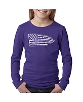 Girl's Word Art Long Sleeve Tshirt - Pledge of Allegiance Flag