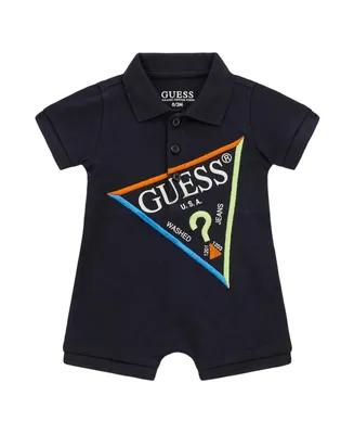 Guess Baby Boys Stretch Pique Triangle Logo Romper