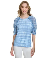 Calvin Klein Women's Printed Chiffon Sleeve Top