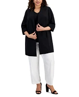 Kasper Plus Size Stretch Crepe Topper Jacket