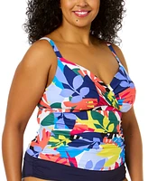 Anne Cole Plus Size Crossover Bandeau Underwire Tankini Top