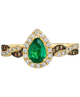 Le Vian Costa Smeralda Emeralds (3/8 ct. t.w.) & Diamond (1/3 ct. t.w.) Pear Halo Ring in 14k Gold