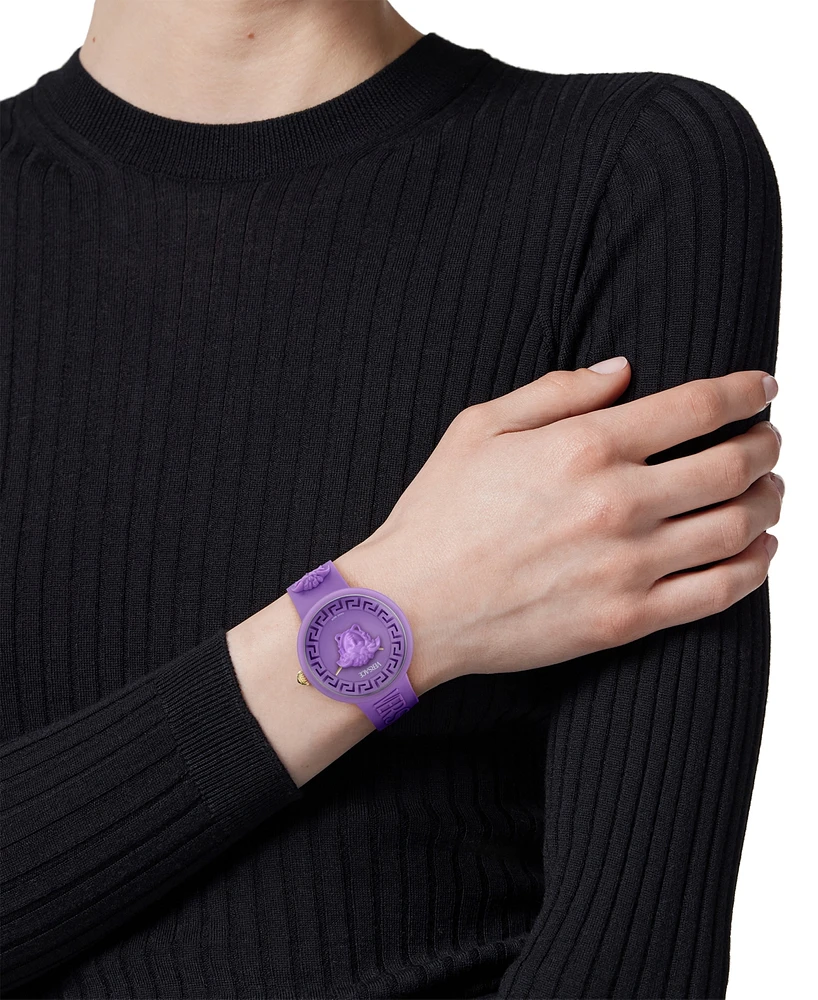 Versace Women's Swiss Purple Silicone Strap Watch 38mm