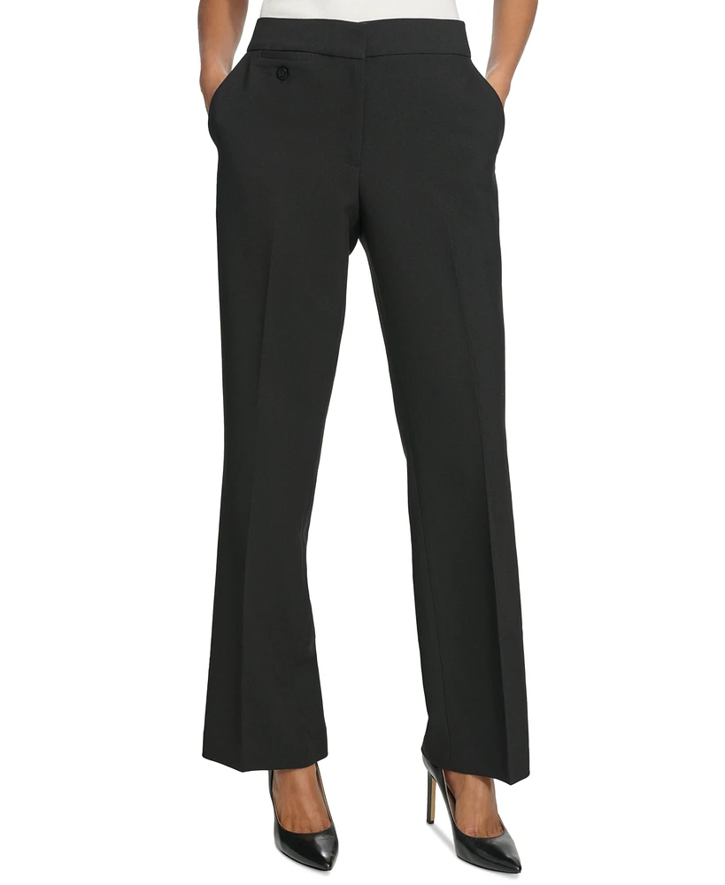 Karl Lagerfeld Women's Mid-Rise Crease-Front Bootcut Pants