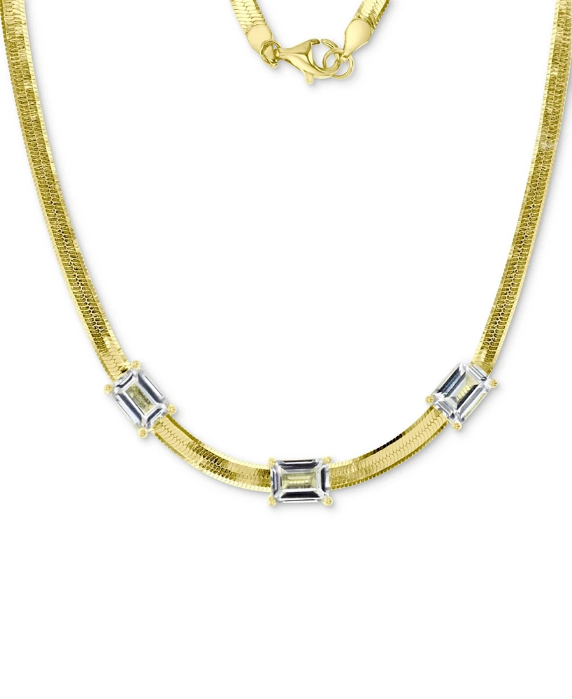 Lab-Grown White Sapphire Three Stone 18" Collar Necklace (2-5/8 ct. t.w.) in 14k Gold-Plated Sterling Silver