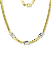 Lab-Grown White Sapphire Three Stone 18" Collar Necklace (2-5/8 ct. t.w.) in 14k Gold-Plated Sterling Silver