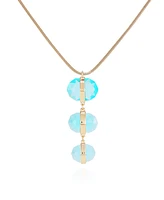 Vince Camuto Gold-Tone Long Aqua Pendant Statement Necklace, 30" + 2" Extender