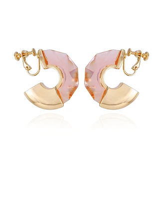 Vince Camuto Gold-Tone And Orange Huggie Hoop Clip-On Earrings