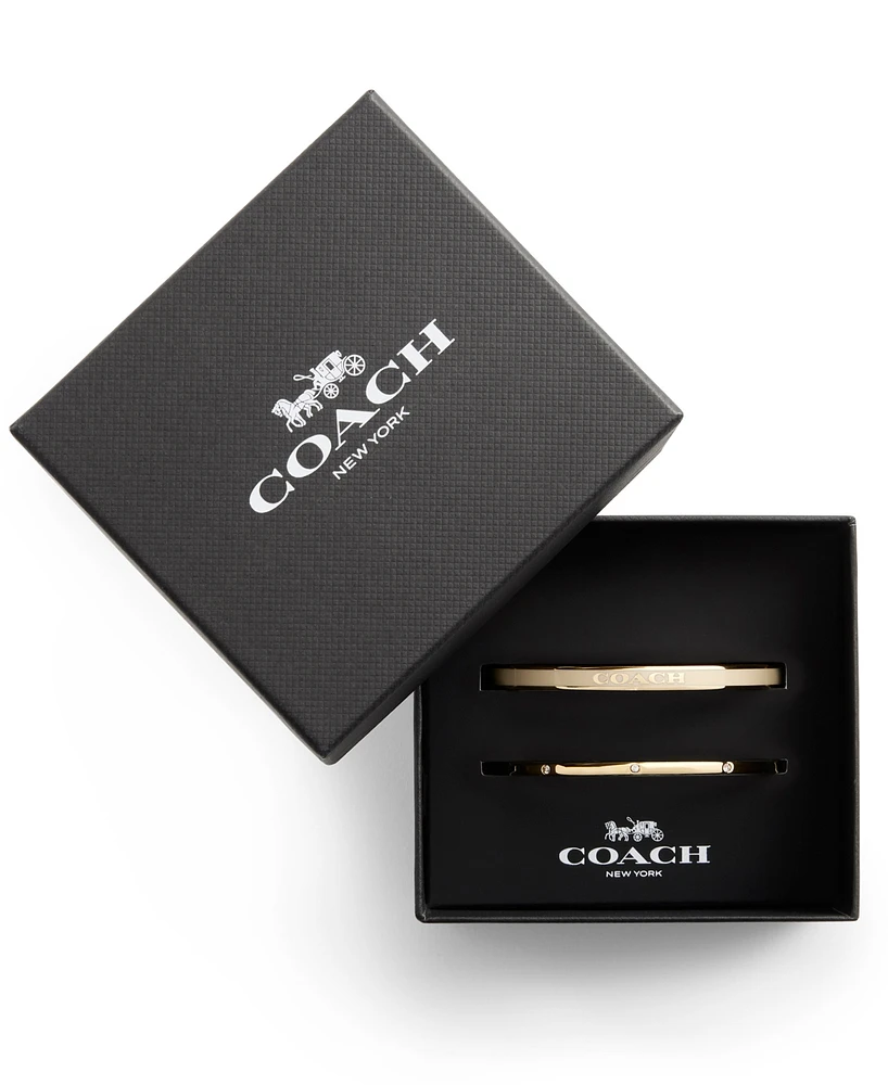 Coach Faux Stone Enamel Signature Bangle Bracelet Set