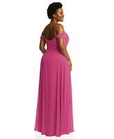 After Six Plus Off-the-Shoulder Basque Neck Maxi Dress with Flounce Sleeves