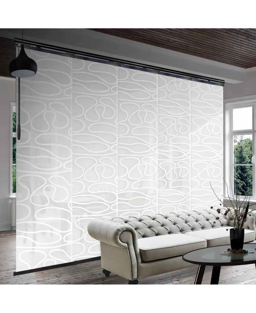 Whirl White Blind 5-Panel Single Rail Panel Track Extendable 58"-110"W x 94"H, width 23.5"