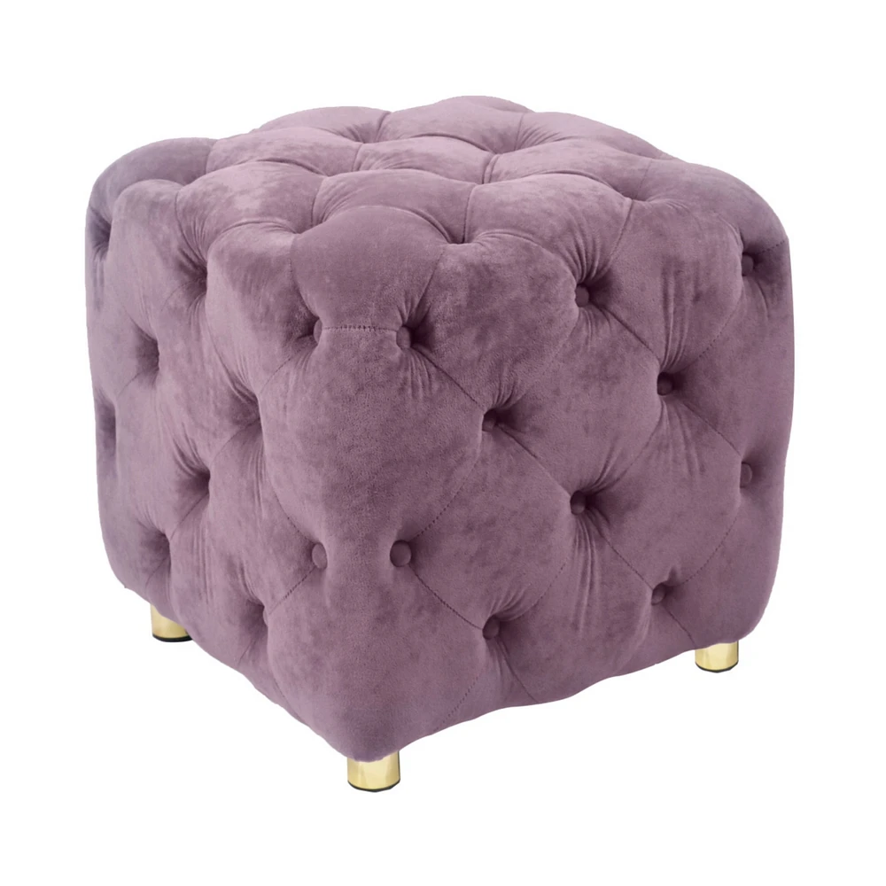 Simplie Fun Modern Purple Velvet Ottoman, Small End Table, Footstool & Chair Set