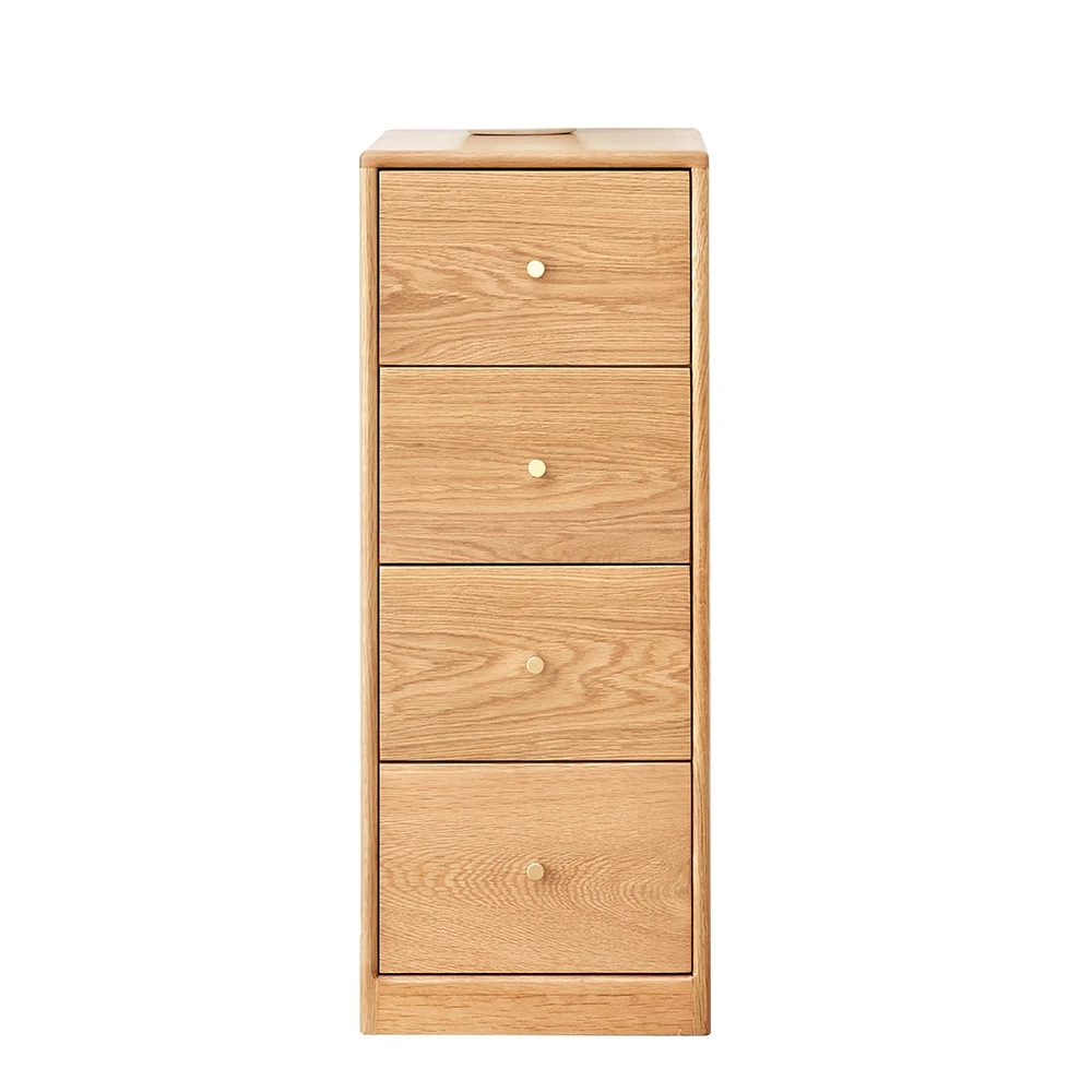 Simplie Fun Oak Bedside Storage Cabinet - Free-Standing, Four Drawers