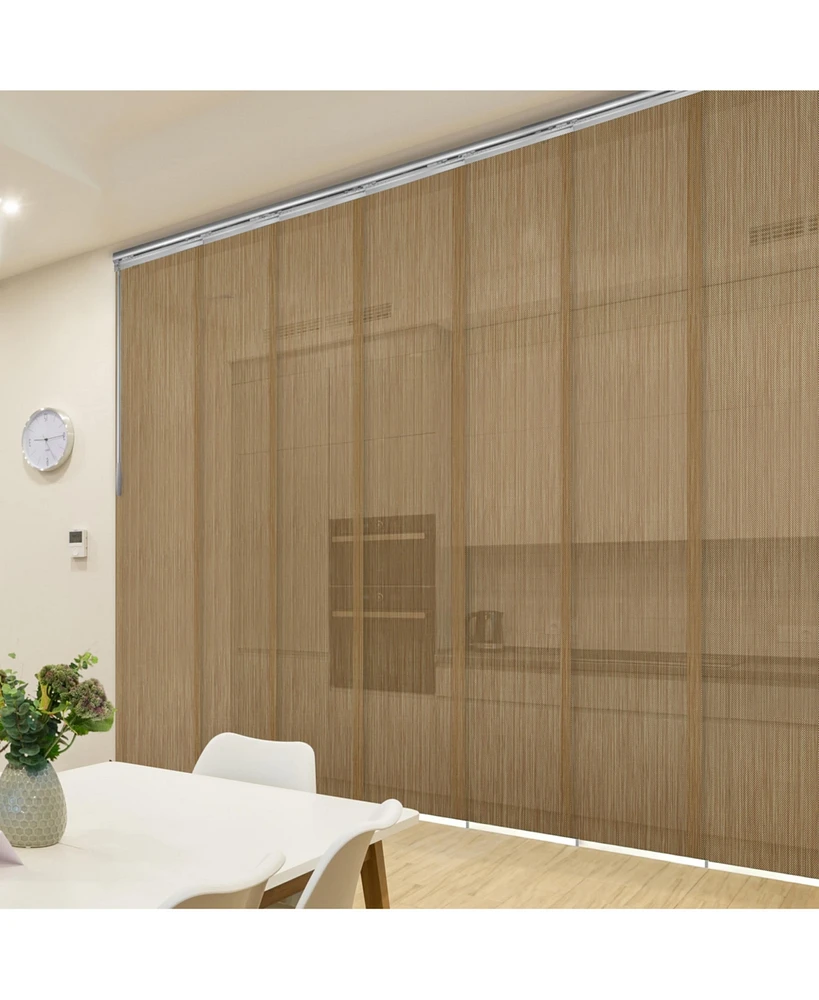 Dappled Gold Blind 7-Panel Single Rail Panel Track Extendable 110"-153"W x 94"H, width 23.5"