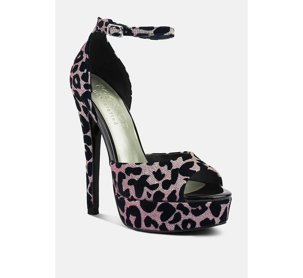 Brigitte Women Leopard Print Peep toe Stiletto Sandal