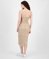 Hippie Rose Juniors' Pointelle-Knit Midi Dress