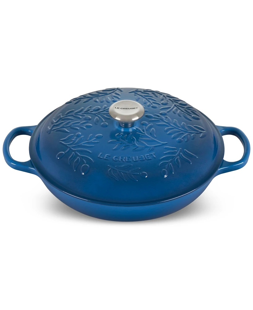 Le Creuset Cast Iron Braiser with Embossed Olive Branch, 3.5 Qt