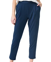 Adrienne Landau Women's Pull-On Pleat-Front Cropped Pants