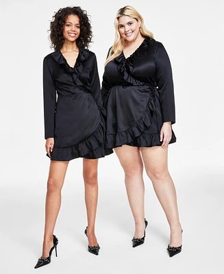 Bar Iii Women's Long-Sleeve Ruffled Mini Dress, Xxs-4X, Created for Macy's