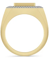 Men's Diamond Round & Baguette Square Halo Cluster Ring (1-1/4 ct. t.w.) in 10k Gold