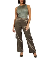 Guess Women's Jamie High Rise Satin Cargo Pants