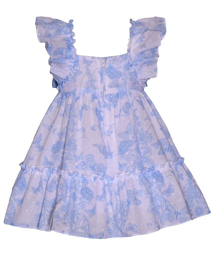Bonnie Baby Girls Flutter Sleeved Toile Clip Dot with Bows and Matching Headband