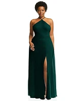 Lovely Plus Diamond Halter Maxi Dress with Adjustable Straps