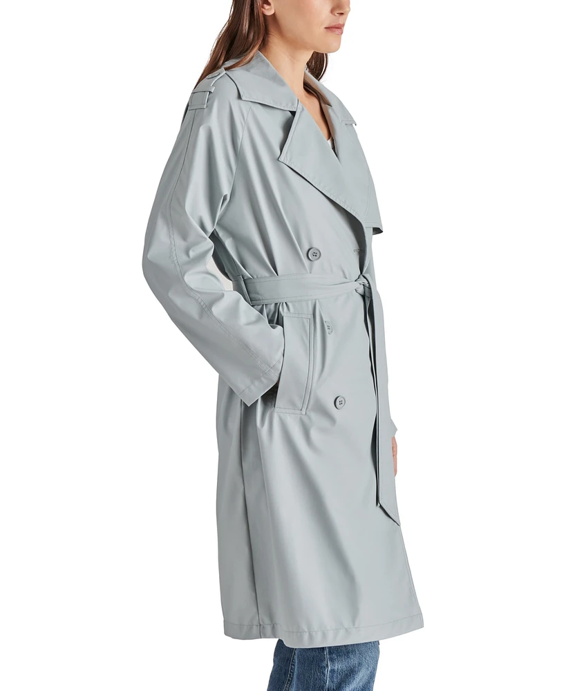 Steve Madden Women's Ilia Double-Breasted Belted Raincoat