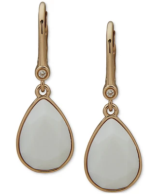 Dkny Gold-Tone Color Tear-Shaped Crystal Charm Drop Earrings