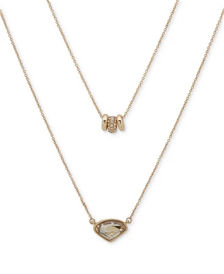 Dkny Gold-Tone Crystal Layered Pendant Necklace, 16" + 3" extender