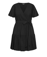 City Chic Plus Catherine Faux Wrap Mini Dress