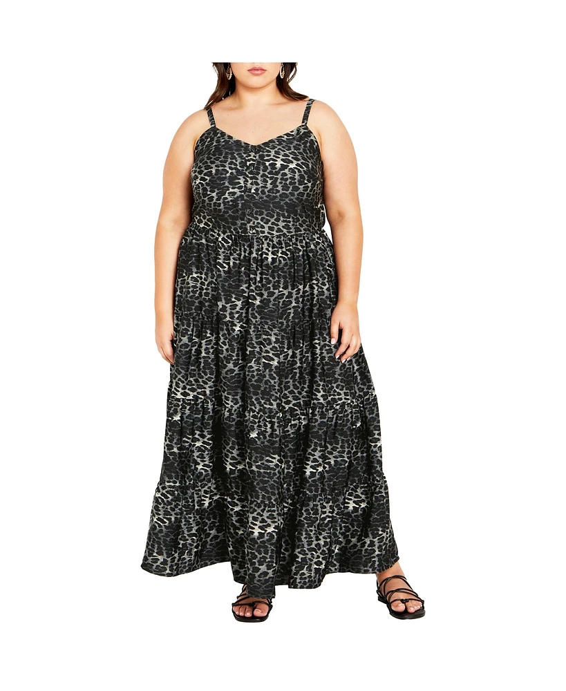 Plus Aylin Tier Animal Print Maxi Dress