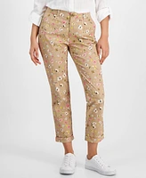 Tommy Hilfiger Women's Floral-Print Ditsy Hampton Chino Rolled-Cuff Pants