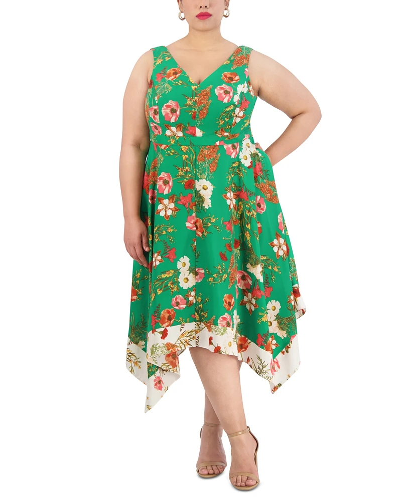 Vince Camuto Plus Size Floral-Print Sleeveless Midi Dress